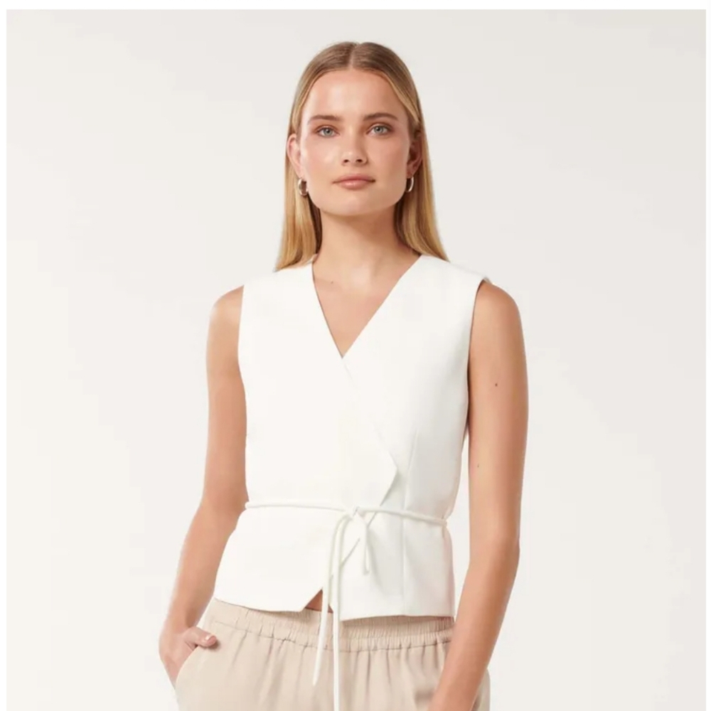 Ever New White Sleeveless Wrap Waistcoat